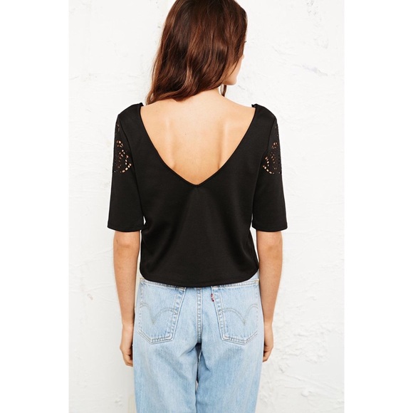 Kimchi Blue Laser Cut Black Crop Top - Picture 3 of 6